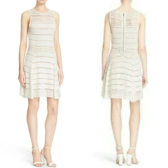 Alice + Olivia Dresses & Skirts - Alice+Olivia White Crochet Linen Cotton Blend Sleeveless Noella Dress Size L